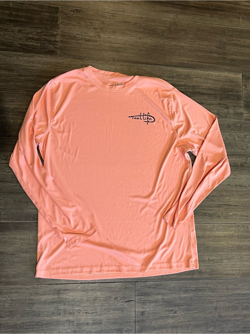 Reel Life men’s fishing water sport shirt peach long sleeve dri fit sz L